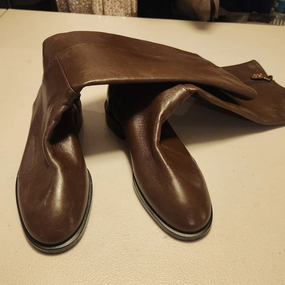 New Stuart Weitzman Keelan Brown‎ Leather Riding Boots Quiet Luxury Rare Size